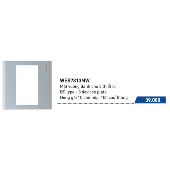 Combo 10 cái - Mặt vuông dành cho 3 thiết bị dòng Wide-Hotel Panasonic - WEB7813SW, WEB7813MH, WEB7813MW, WEB7813MB