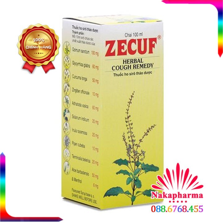 ✅ [CHÍNH HÃNG] Siro ho thảo dược Zecuf -  Giảm ho do kích ứng và dị ứng, ho do hút thuốc, viêm thanh quản, viêm họng