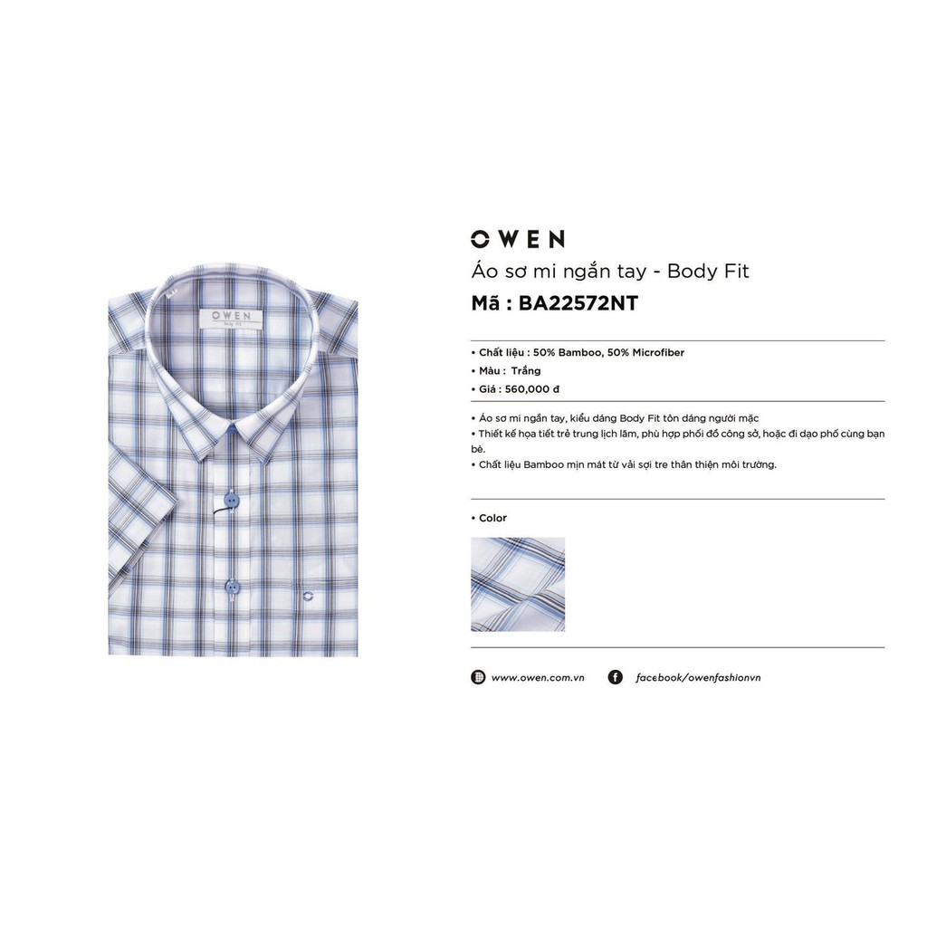 OWEN - Áo sơ mi ngắn tay Owen chất sợi tre kháng khuẩn 22572 | BigBuy360 - bigbuy360.vn
