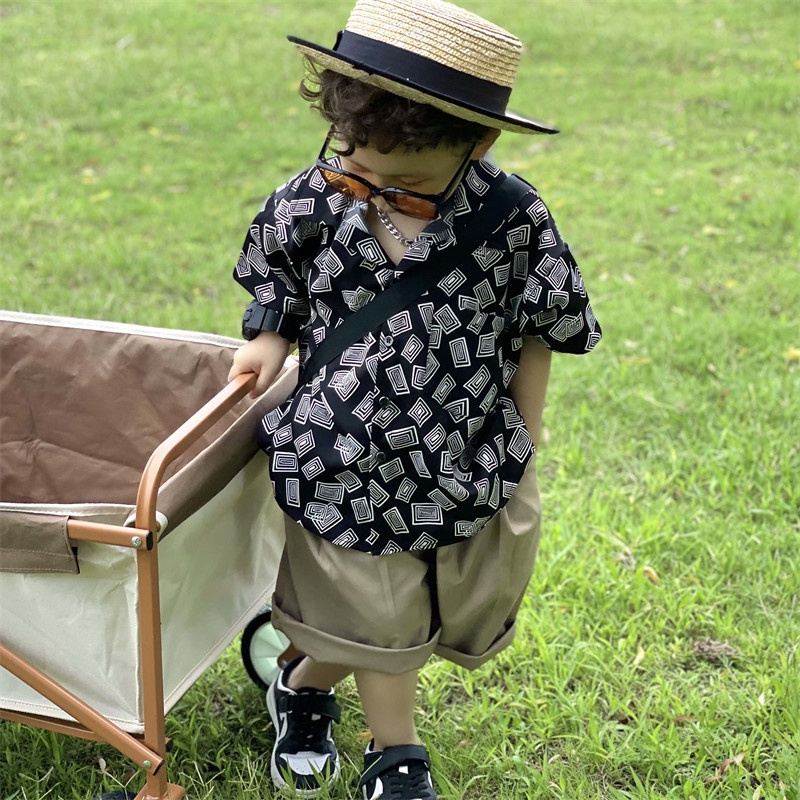 Cậu Bé 1-8 TuổI Retro áo Sơ Mi NgắnTay