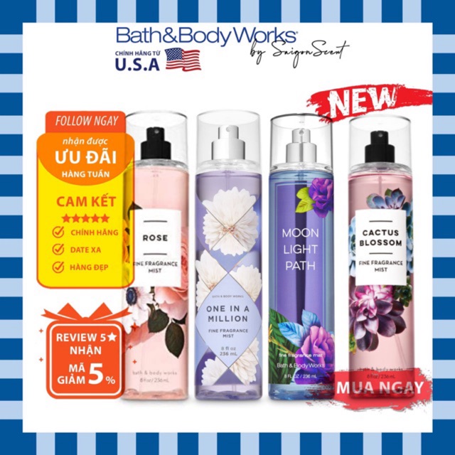 Xịt thơm cơ thể Bath and Body Works - phân loại mùi | Thế Giới Skin Care