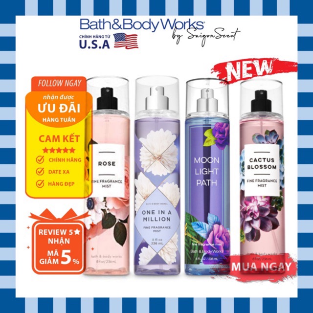 Xịt thơm cơ thể Bath and Body Works - phân loại mùi