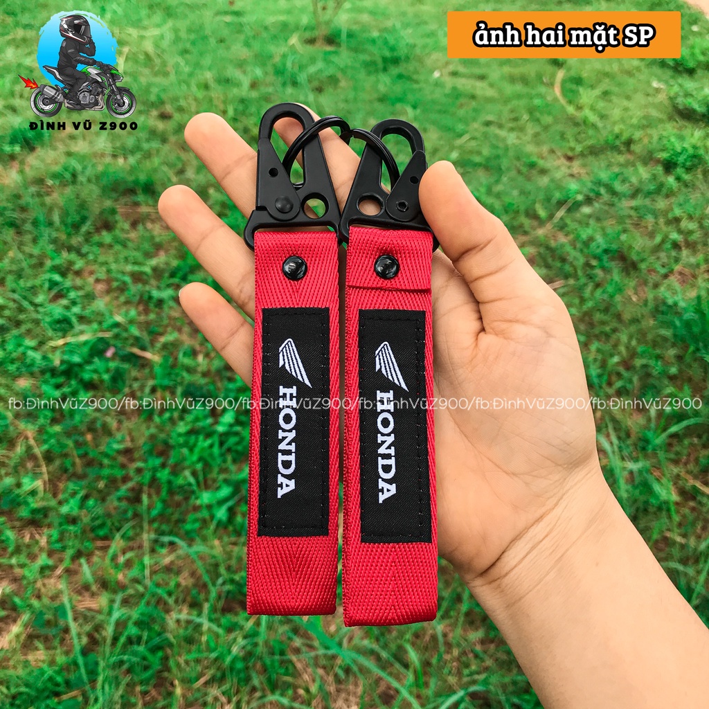 Móc chìa khóa đầu bấm kim loại CHẮC CHẮN, dây vải DÀY DẶN, logo THÊU các hãng xe phân khối lớn