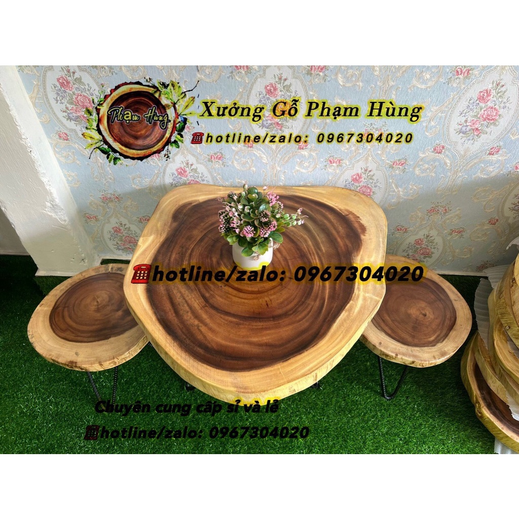 Bộ bàn ghế gỗ me tây ngồi ngoài trời , ban công giá xưởng bàn ghế gỗ tự nhiên