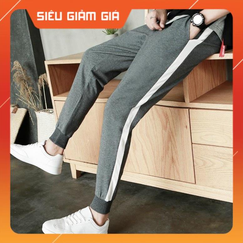 Quần jogger thể thao nỉ nam nữ SHOPMAP Quần thun dài nam phối trắng thu đông