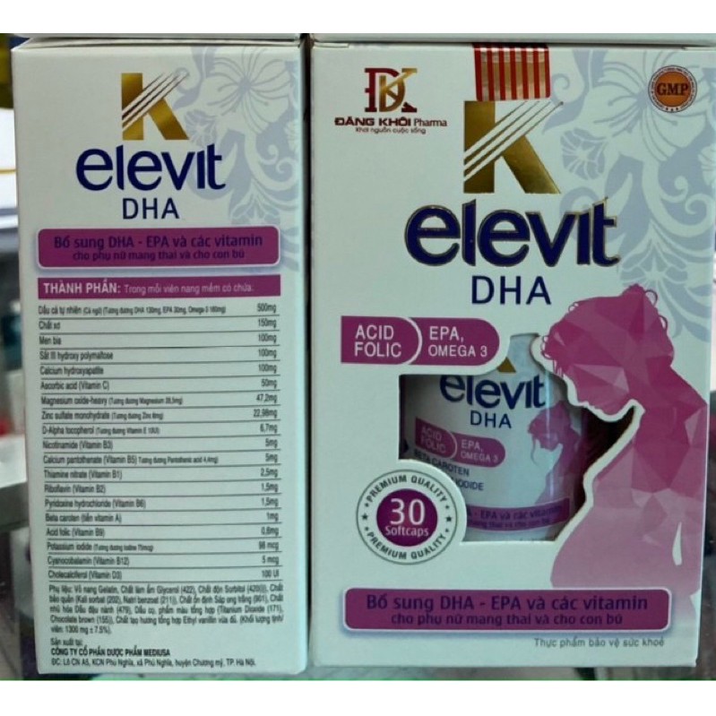 Viên bổ bà bầu K ELEVIT DHA - Bổ sung sắt, acid folic, vitamin cho phụ nữ mang thai và đang cho con bú 30 viên