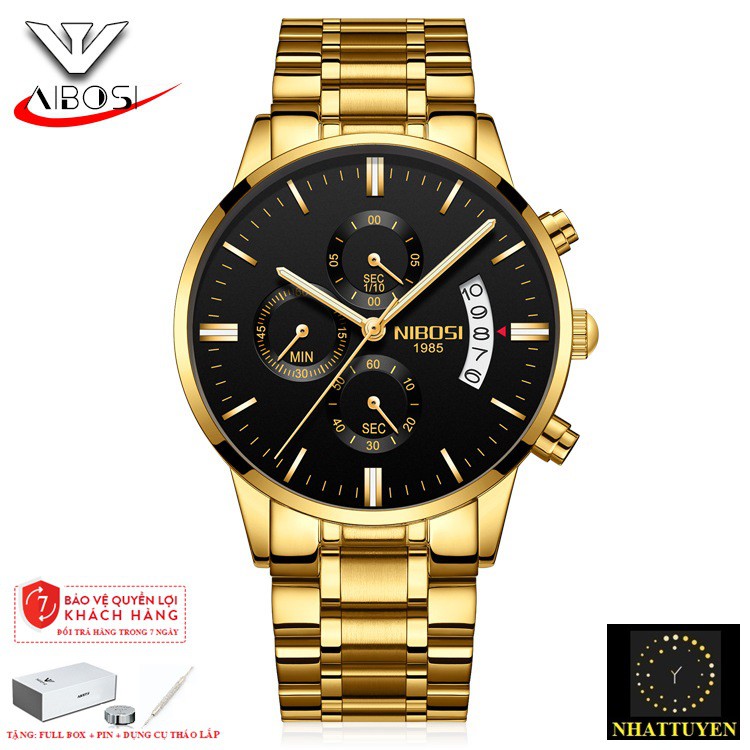 [CÓ VIDEO - ẢNH THẬT] (HUYỀN THOẠI) ĐỒNG HỒ NAM NIBOSI 2309T (1985) DÂY THÉP FULL BOX - STYLE DOANH NHÂN