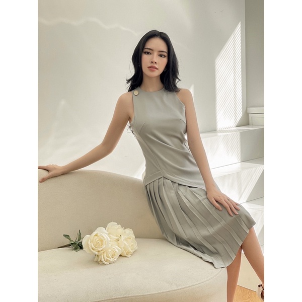váy phối xếp li lai Jully dress