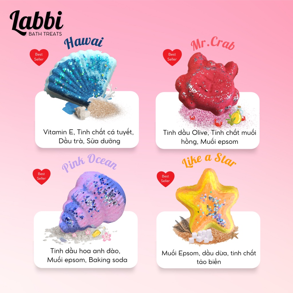 ĐẠI DƯƠNG COLLECTION [Labbi] Bath bomb / Viên sủi bồn tắm / Bom tắm