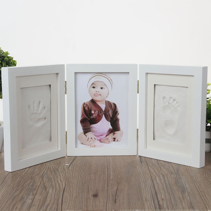 Khung Ảnh In Dấu Chân Tay 3D Bằng Đất Sét Mềm Dành Cho Bé Sơ Sinh DIY