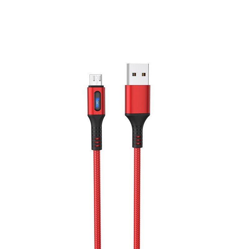 Cáp sạc nhanh 2.4A và truyền dữ liệu Hoco U79 Micro tự ngắt khi pin đầy tích hợp đèn báo trên chuôi sạc dài 1M