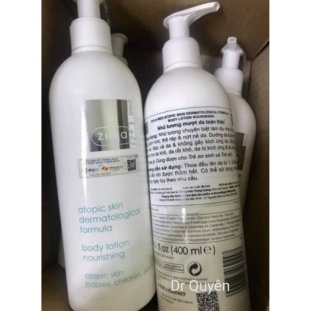 [CHÍNH HÃNG] Nhũ tương Ziaja Med Atopic Skin Dermatological Formula Body Lotion dưỡng ẩm và làm mềm da 400ml | BigBuy360 - bigbuy360.vn