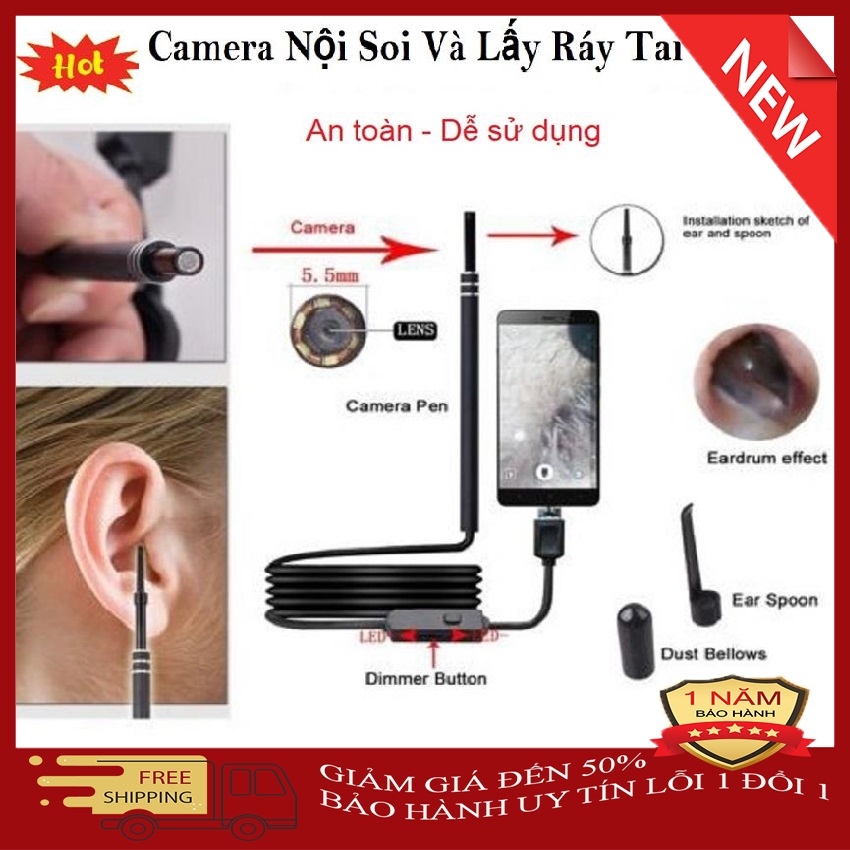 Camera Nội Soi Tai Siêu Nét Tặng Kèm Bộ Đầu Lấy Ráy là một món bảo bối lấy ráy tai vô cùng đặc biệt - Bảo hành uy tin