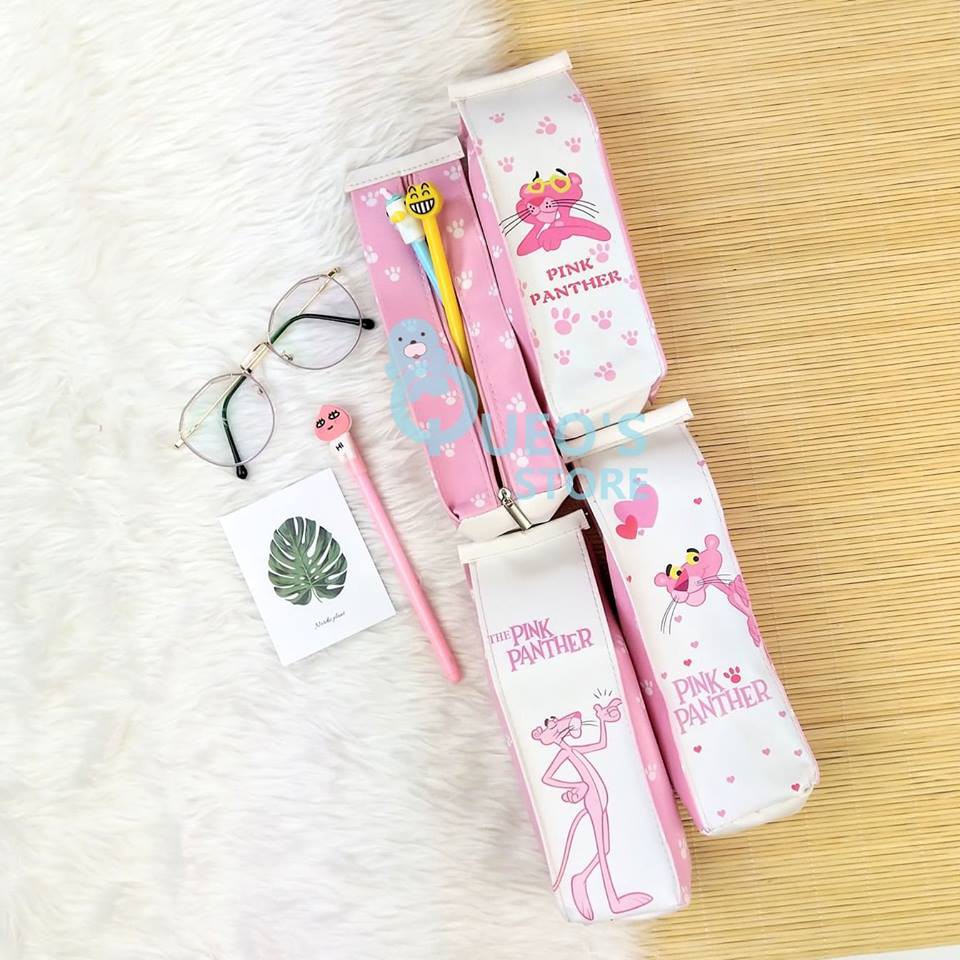 Bóp da Báo hồng Pink Panther dạng bịch sữa