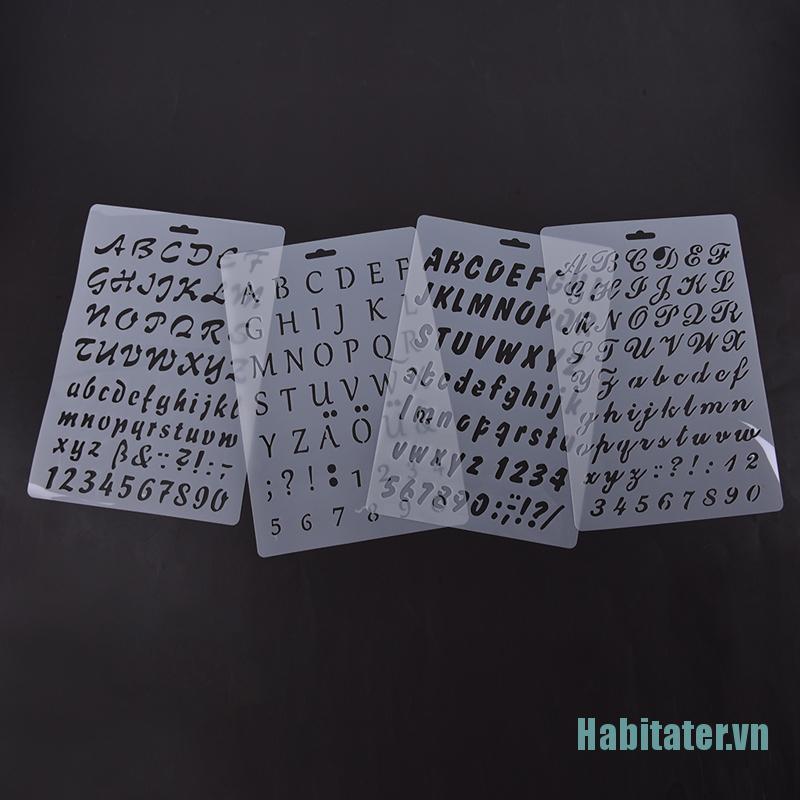 【Habitater】4Pcs English Letters DIY Layering Stencils Painting Scrapbook Coloring Embossing