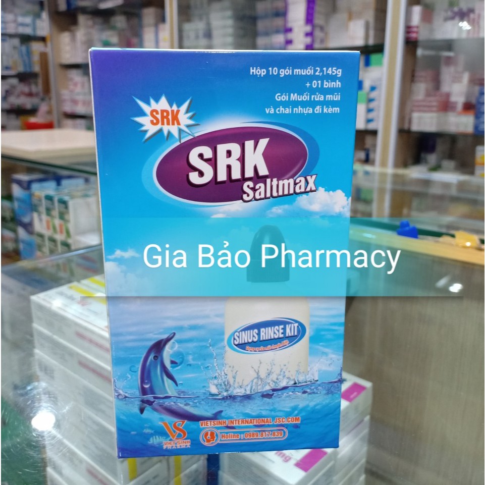 Bình rửa mũi SRK Saltmax (gồm 1 bình rửa và 10 gói muối tặng kèm)