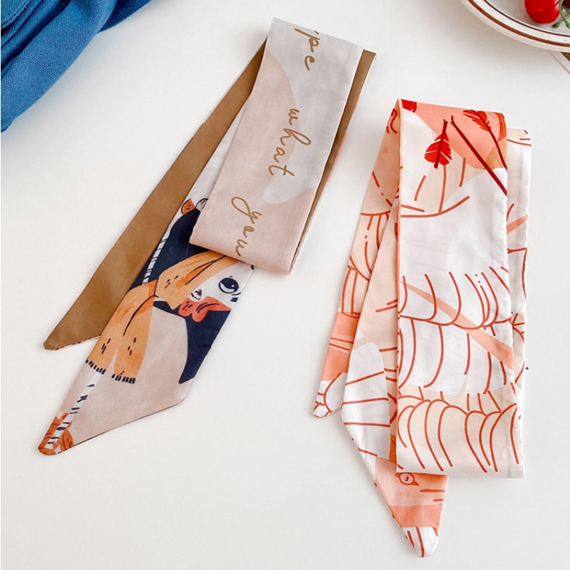 Khăn treo túi xách bằng vải lụa in họa tiết phong cách Hàn Quốc đáng yêu thời trang chất lượng cao