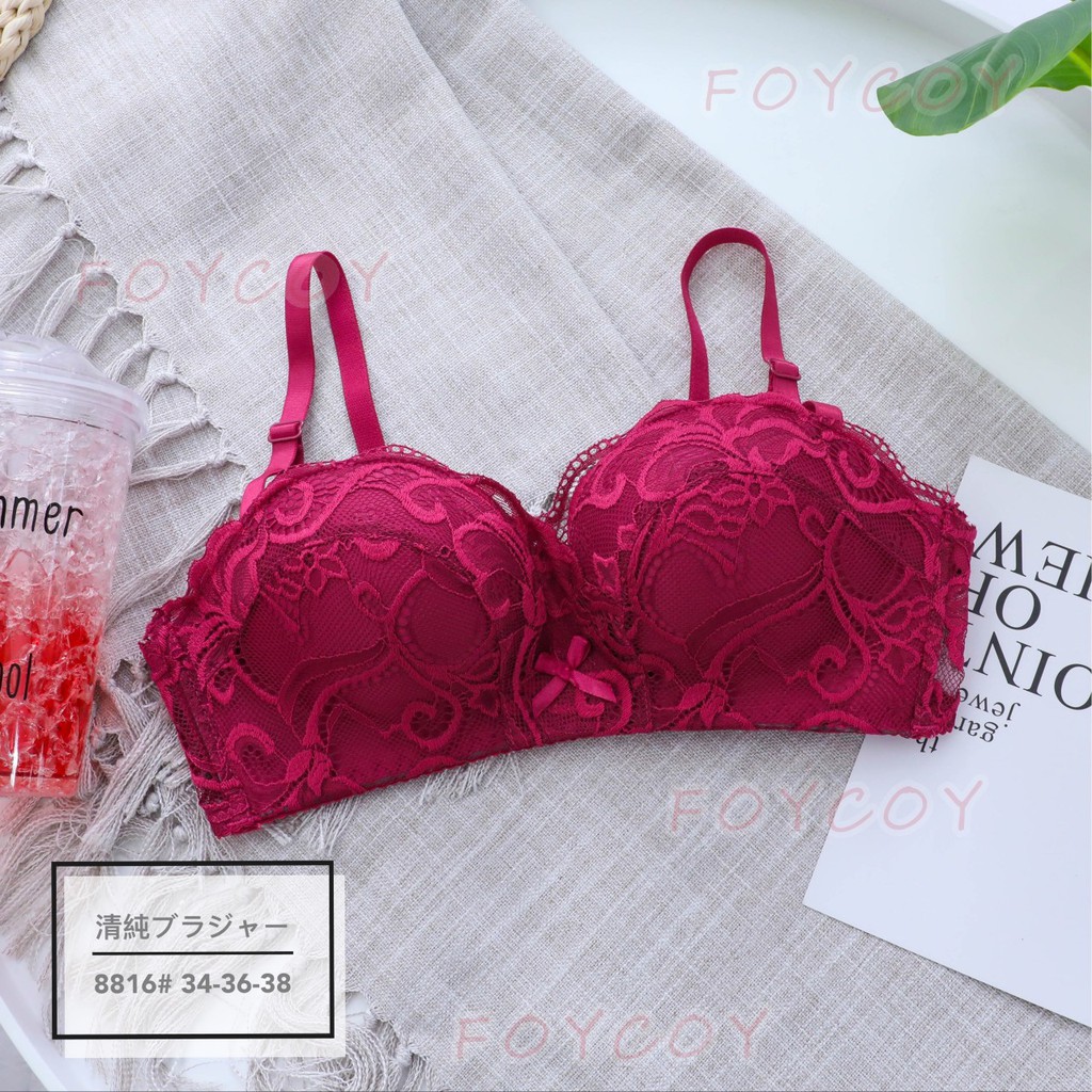Sale Off 50 % : Áo ngực cúp ngang su phối ren cao cấp nâng ngực 2,5 cm