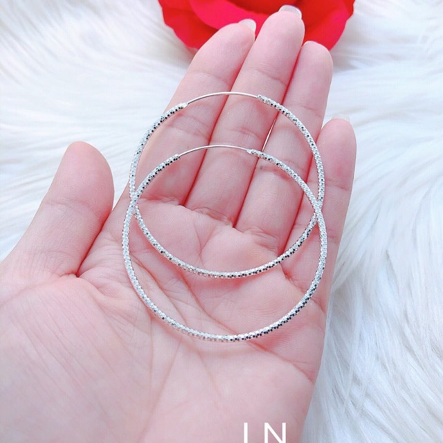 Bông tai vòng tàu size 5cm chuẩn bạc ta - THJ SILVER