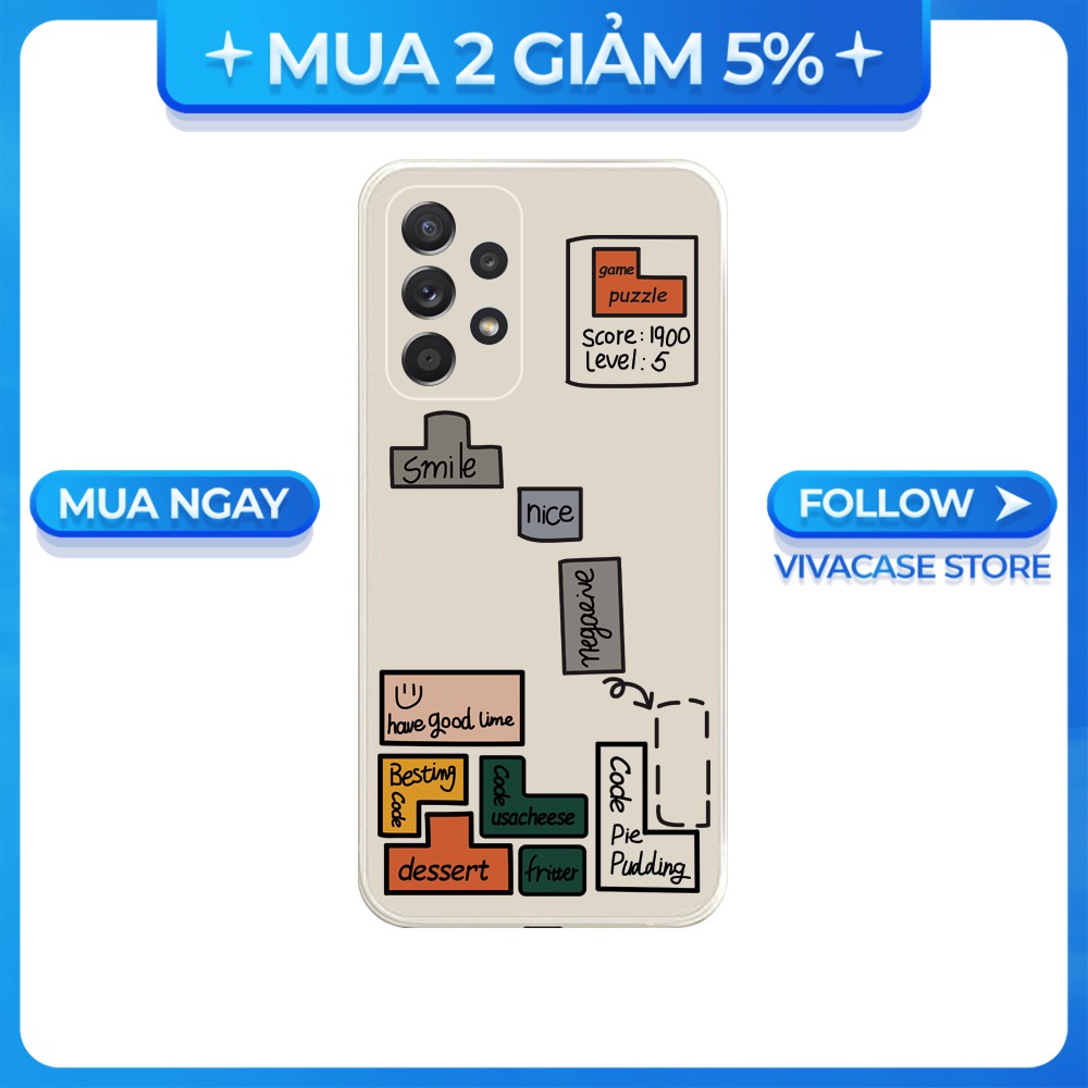 Ốp lưng cạnh vuông Samsung A10/A30S/A72/A50S/A32/...viền bảo vệ camera hình Xếp hình