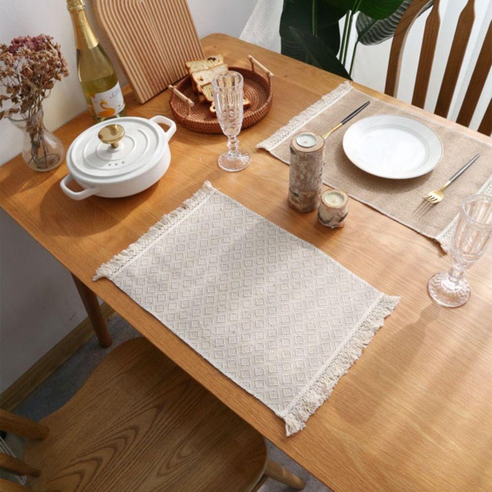 AUGUSTINA Khăn Trải Bàn Bằng Cotton Lanh Mềm Mại Đơn Giản Trang Trí Tiệc