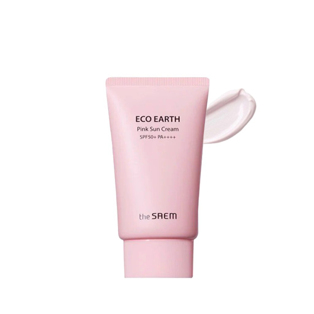 Kem Chống Nắng The Saem 💝FREESHIP💝 Eco Earth Pink Sun Cream & Pink "Not For Sale" 50g - Chống Nắng Vật Lý SP7