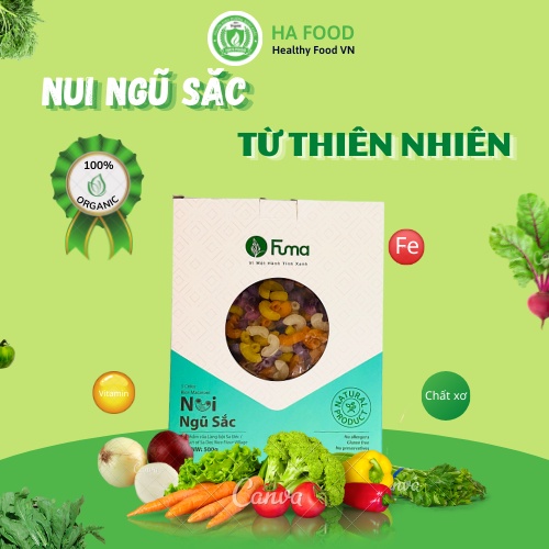 Nui rau củ ngũ sắc Fuma, Nui hữu cơ giảm cân, ăn kiêng, eatclean, ăn chay