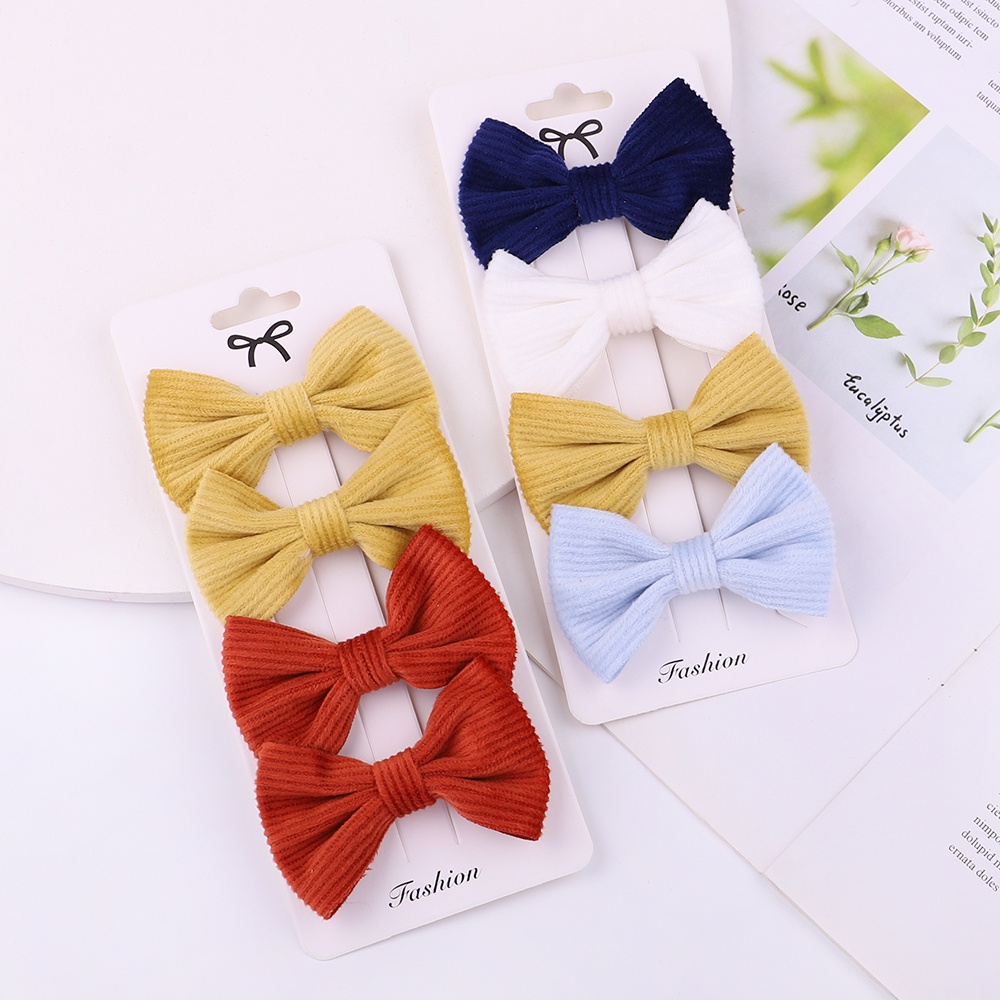 Set 4 kẹp tóc nơ KIDSBOWS họa tiết kẻ sọc thời trang cho bé gái