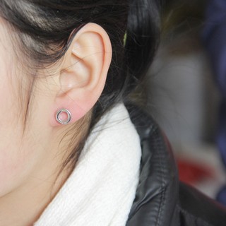 Bông Tai Viền Tròn Nhỏ Bạc