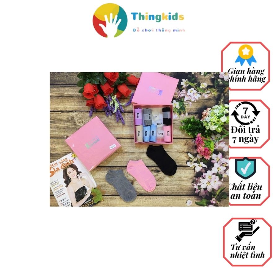Hộp 10 đôi tất chống hôi chân cho nam và nữ- Êm chân - Kháng khuẩn - Khử mù- Thingkids