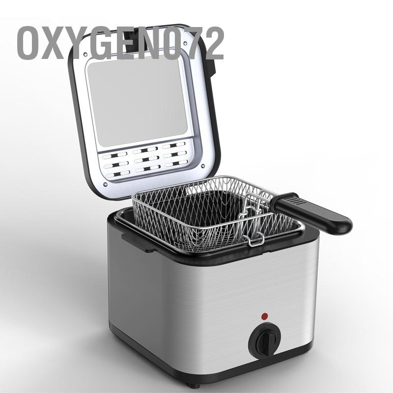 Nồi Chiên Ngập Dầu, Bếp Điện Chiên Rán điện bằng thép không gỉ AC 1000W Phụ kiện nhà bếp đa năng với giỏ -  Oxygen072