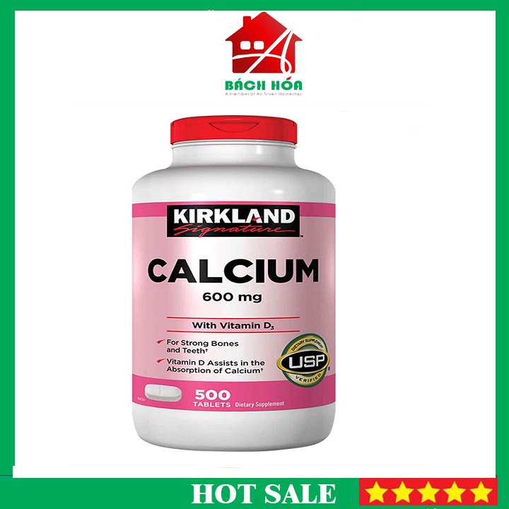 Viên Uống Bổ Sung Canxi Cho Xương Và Răng Kirkland Signature Calcium 600mg With Vitamin D3 500 Viên