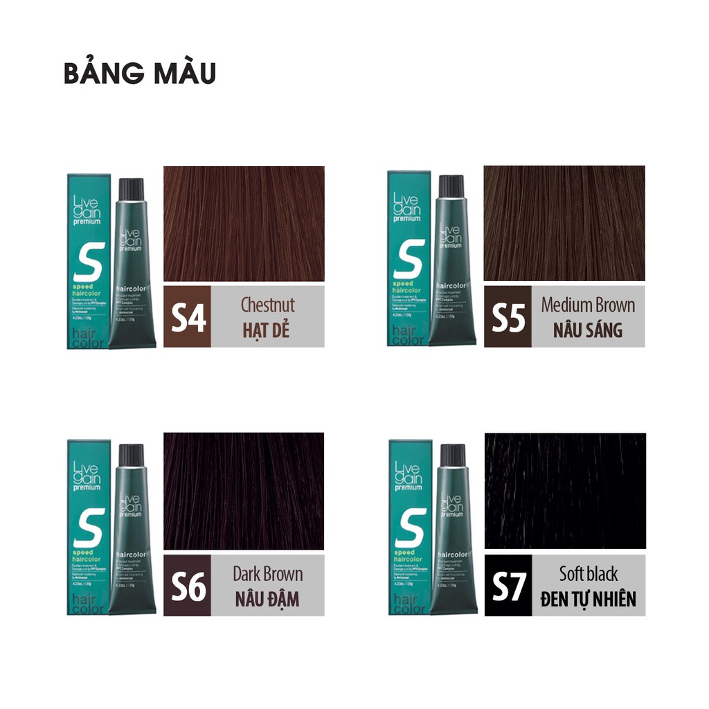 Thuốc nhuộm phủ bạc nhanh 7 phút  Livegain Premium Speed Hair Color 120g Hàn Quốc (#4, #5, #6, #7)