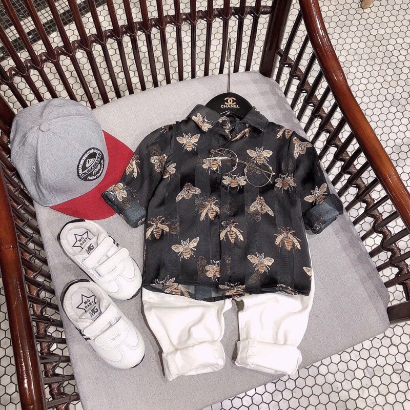 Sét sơ mi kèm quần kaki co giãn cho bé 8-25kg