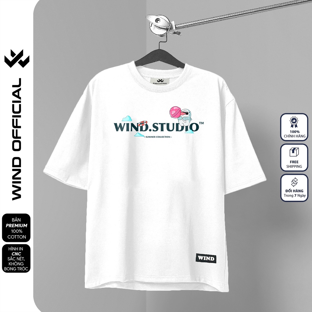 Áo thun tay lỡ form rộng WIND phông unisex 65% Shark nam nữ oversize ulzzang