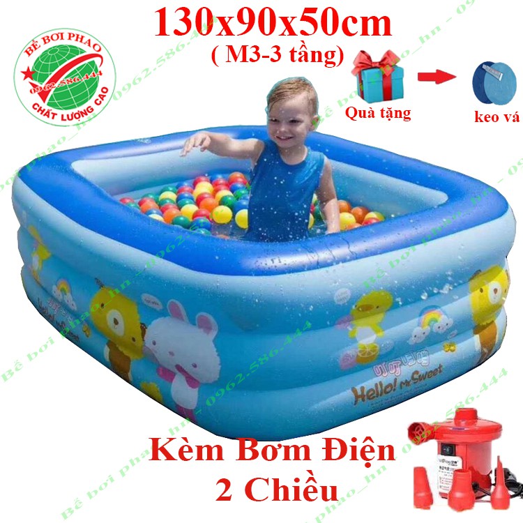 Bể Bơi Phao Cho Bé Kích Thước 1m3 - 3 Tầng,Bể Bơi Bơm Hơi Loại Dày, Có Đáy Chống Trơn, Tặng kèm Bộ keo vá ( ẢNH THẬT )