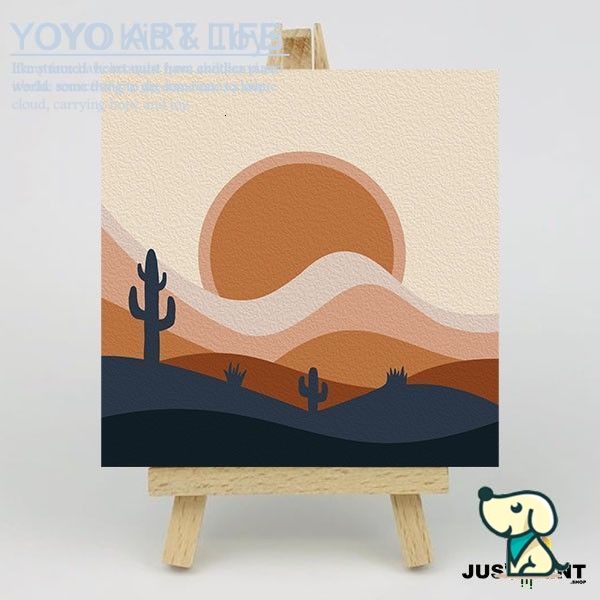 Bộ 20x20cm noframe tranh sơn dầu số hoá vải canvas màu acrylic  không kèm khung trang trí DIY Tranh tô màu theo số  moon star