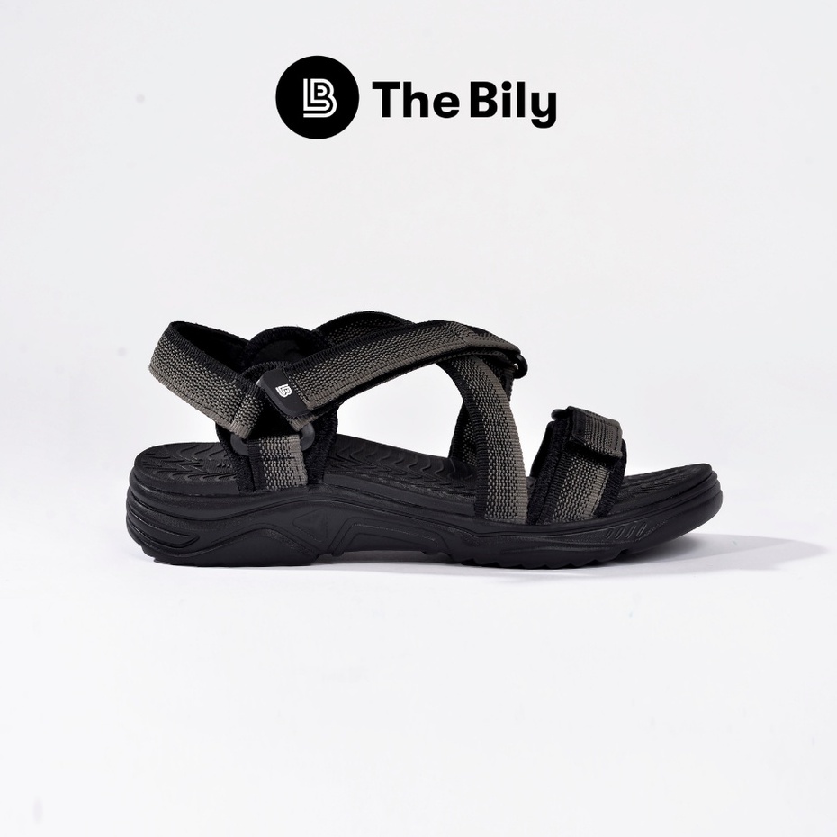 Giày Sandal Nam The Bily 02 Quai Chéo Đôi - Xám Thổ Cẩm