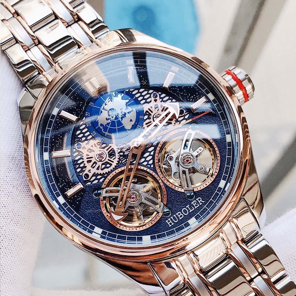 Đồng Hồ Nam Huboler Automatic Demi Xanh Rose Gold Chính Hãng 44mm