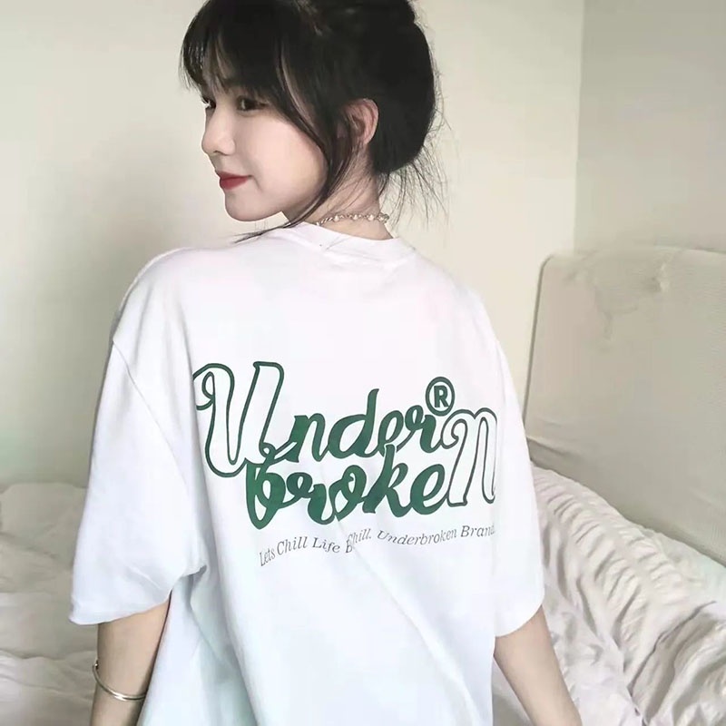 Áo thun IELGY tay ngắn in chữ thời trang năng động cho nữ