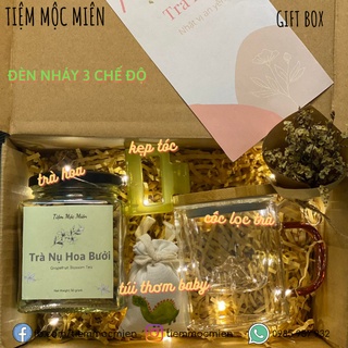 Hộp quà tặng sinh nhật kỷ niệm ý nghĩa với trà hoa túi thơm (có đèn nháy và thiết kế thiệp theo yêu cầu)