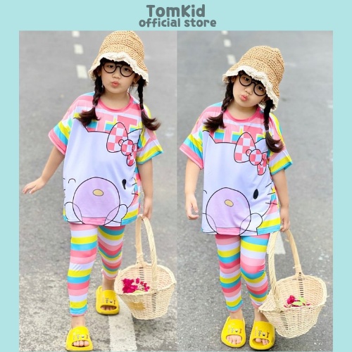 Đồ bộ cho bé gái đồ dài cho bé gái tay ngắn áo cánh dơi cotton chính phẩm loại 1 co giãn không nhão vải 8-23kg Tomkids