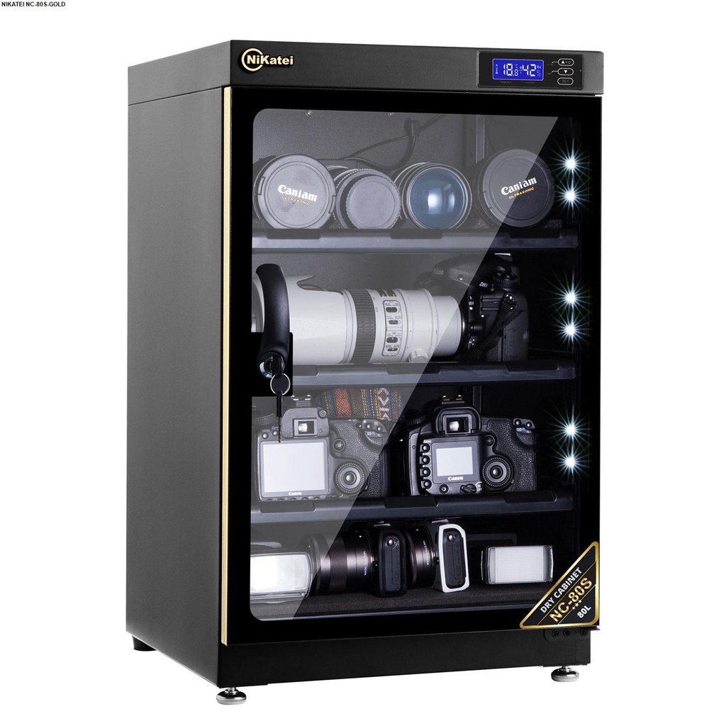 Tủ chống ẩm máy ảnh 80 Lít nhập khẩu Nikatei NC-80S,CN Nhật Bản,điều chỉnh được % độ ẩm, bảo hành 5 năm