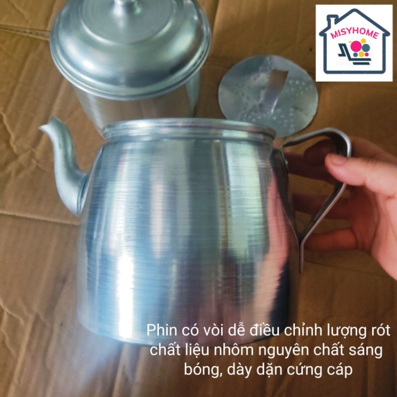 Phin pha cà phê nhôm dày lọc ủ cafe cỡ lớn to đại dạng ấm siêu 100g 200g 1 lạng 2 lạng cho quán caphe Misyhome