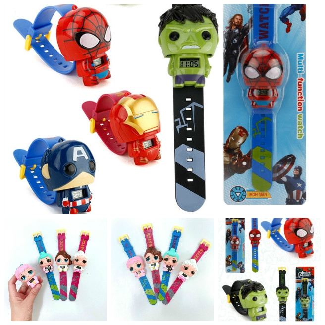 Lol Spiderman Kapten Iron Man America Avengers Jam Tangan điện Tử HÀn QuỐc Cute Fashion Toys Korea Kids 3d