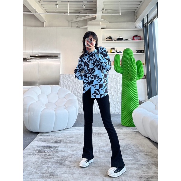 Áo sơ mi nữ dài tay hoạ tiết thương hiệu Louis Vuitton LV 2022 cao cấp