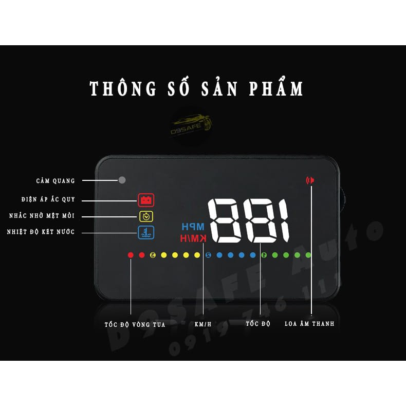 HUD A200 hiển thị kính lái