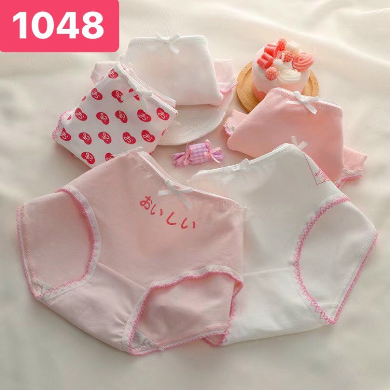 Set 5 Quần Lót Cotton Kháng Khuẩn Chống Viêm Thoáng Khi Họa Tiết In Hình Dễ Thương Cho Bạn Nữ