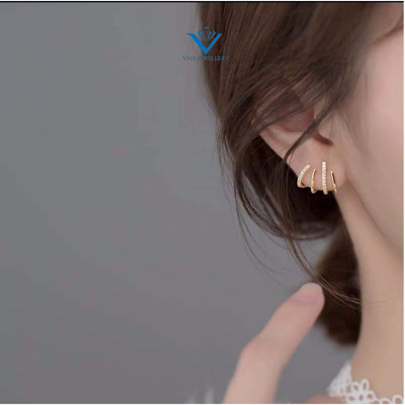 Khuyên tai bạc khuyên vòng cung ôm tai kiểu dáng Basic