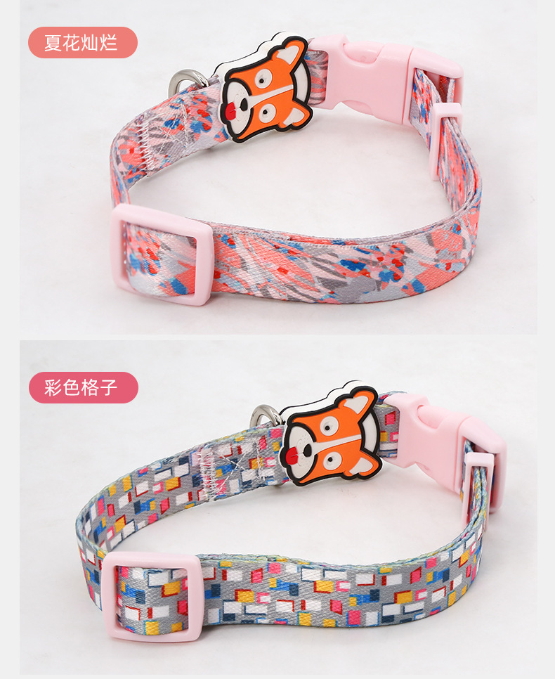 Vòng cổ thú cưng bằng nylon in họa tiết nhiều màu sắc bắt mắt dễ thương
